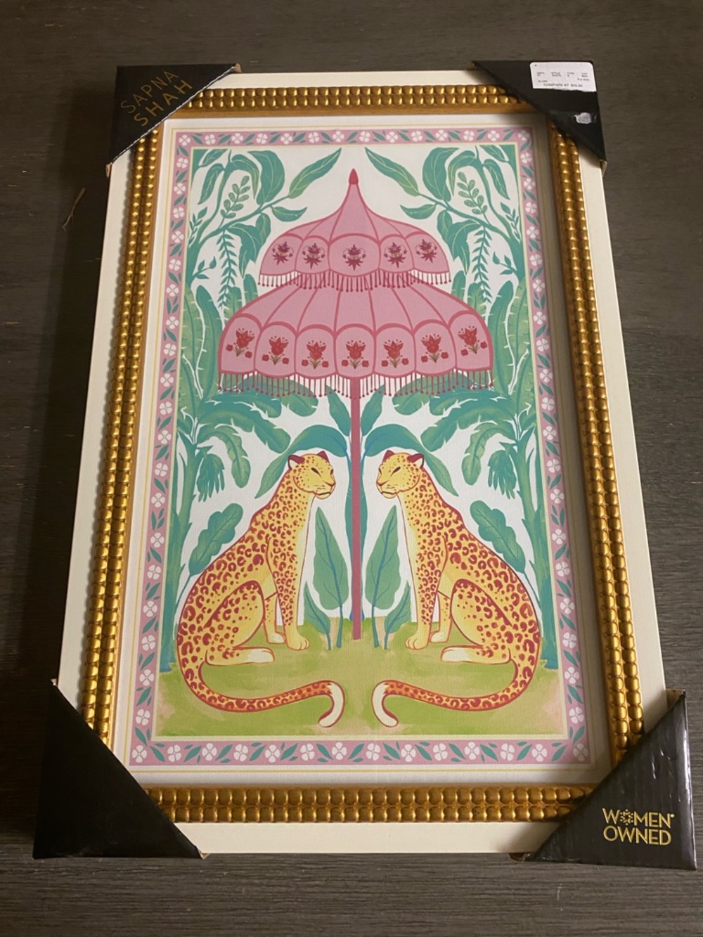 Leopard Art Print in Gold & White Frame - Picture 2 of 6
